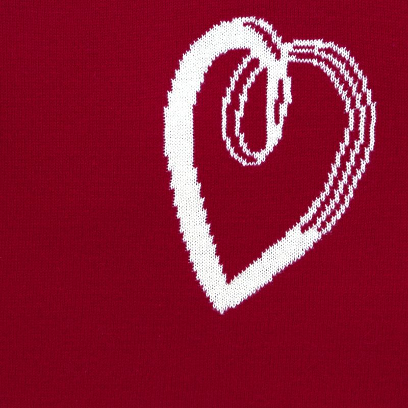 pletený povlak DESIGN srdce červenosmetanová pletený povlak na polštářek se srdíčky, zadní strana červená 10902L
