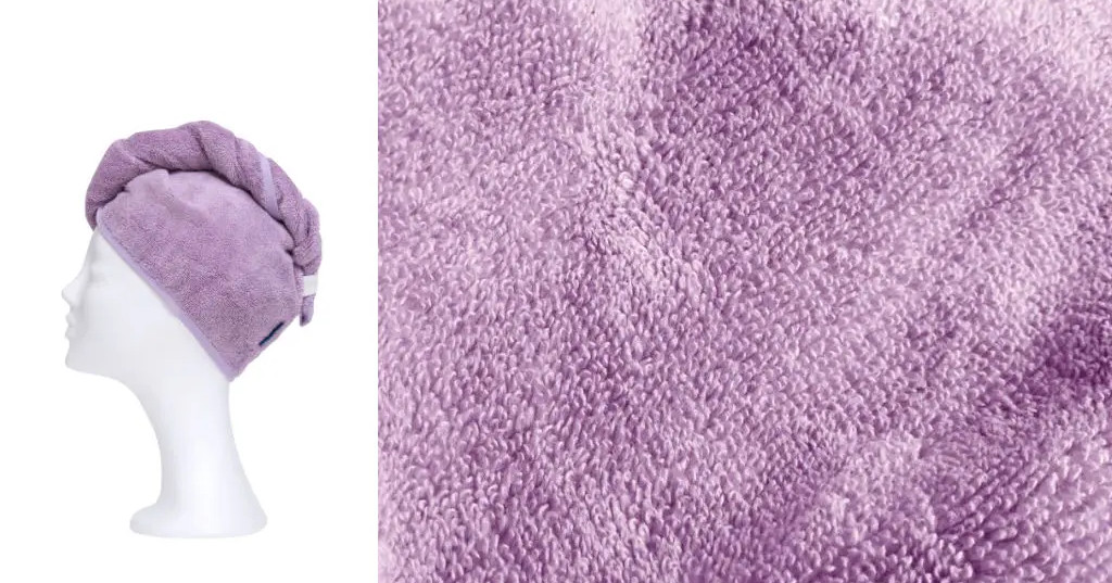 světle fialový turban na vlasy z modalu a bavlny