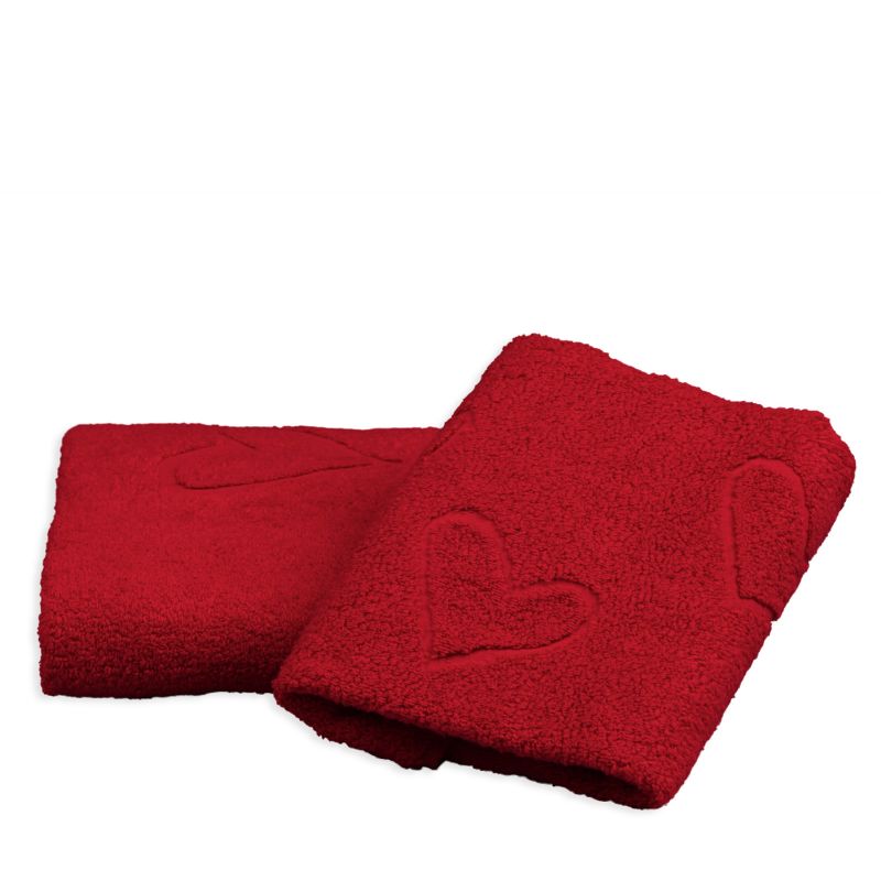 ručník AMOR SOFT červená měkký ručník se srdíčky z mikrobavlny