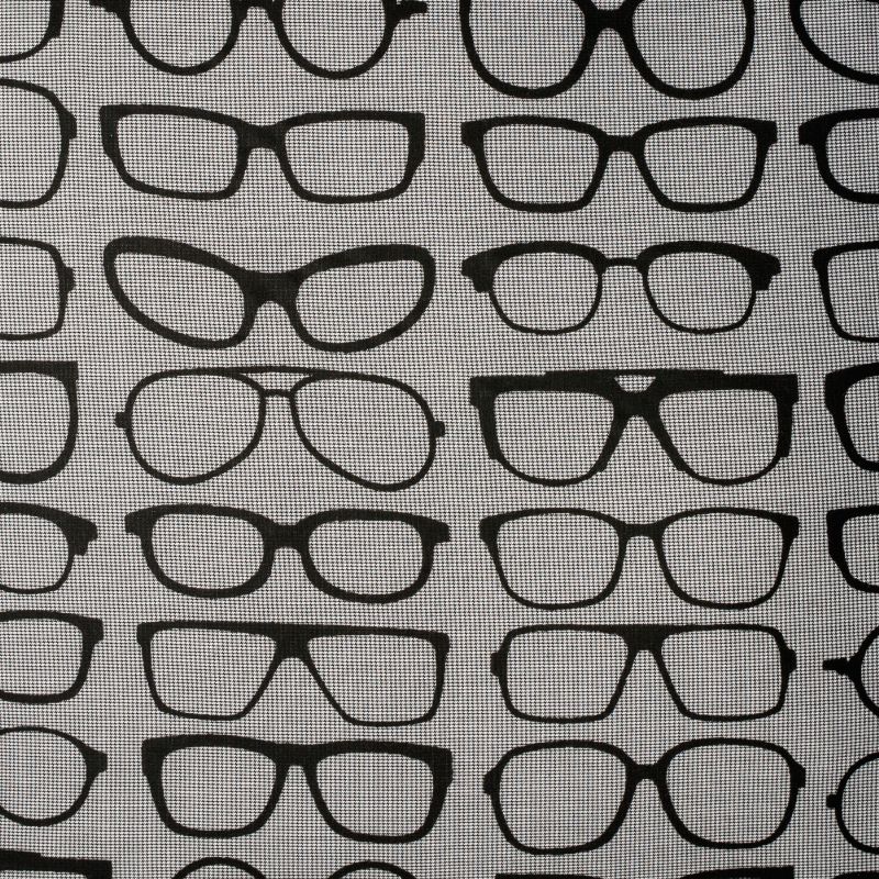 povlak SMART brýle šedočerná dekorační povlak na polštářek s jemnou vytkanou kostičkou a tištěnými brýlemi, zadní strana bez vzoru - černá 5078L