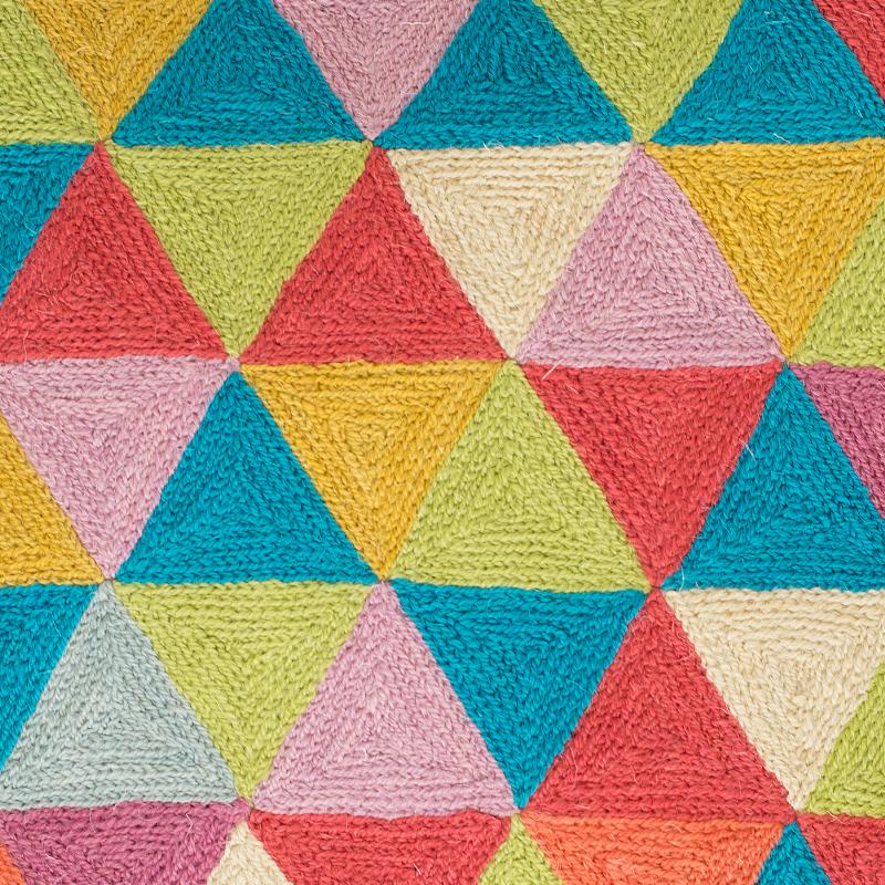 povlak ART WOOL triangles multi dekorační povlak na polštářek s pestrou výšivkou trojúhelníků, zadní strana bez vzoru v přírodní barvě 6473L