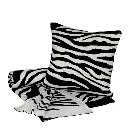 pletený pléd DESIGN zebra černosmetanová