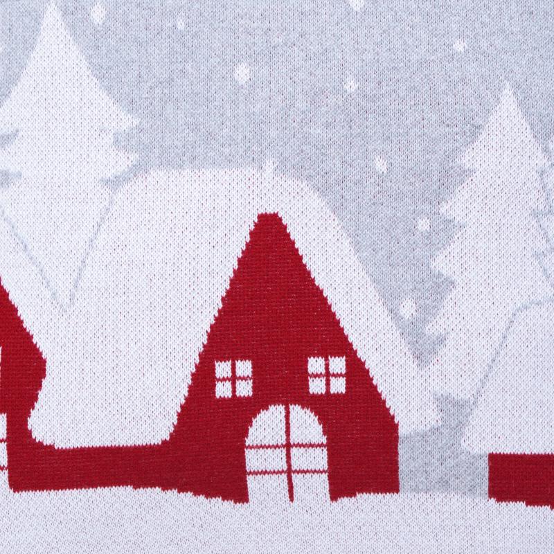 pletený povlak DESIGN polární domečky šedočervená pletený povlak na polštářek s červenými domky na přední straně, zadní strana v barvě podkladu 11861L