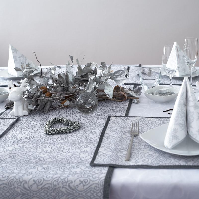 prostírání MOTIV LUREX ornament bílostříbrná šedé prostírání na stůl s ornamenty, také ve velikosti běhounu 12260L