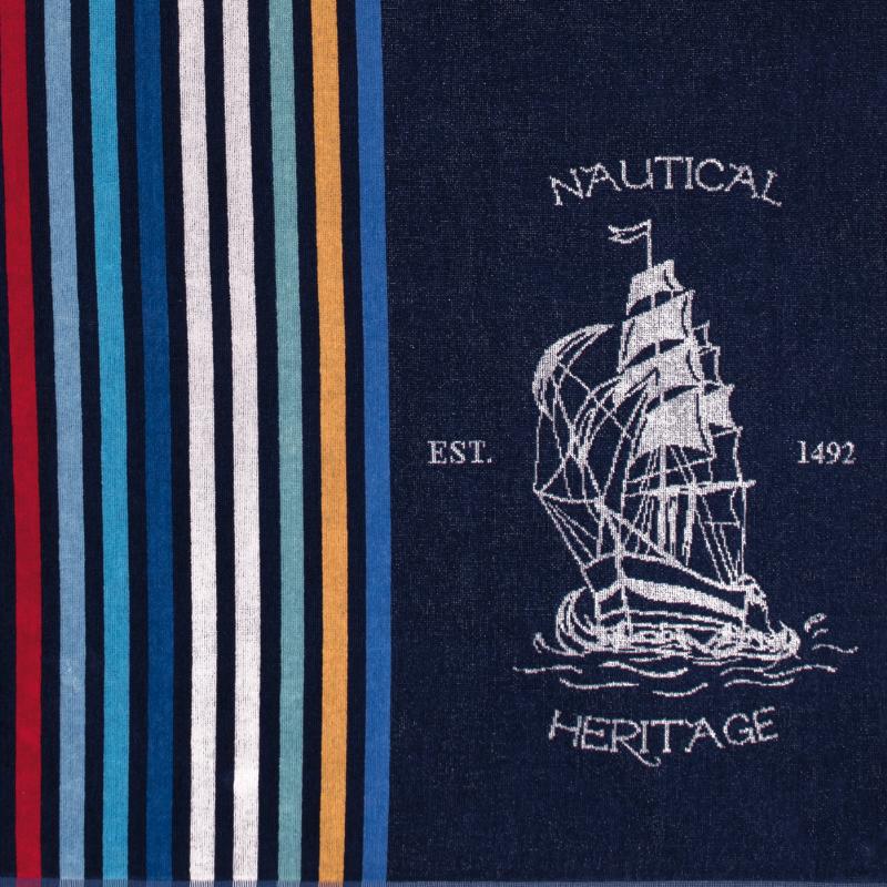 plážová osuška VELUR nautical tmavě modrá 12568