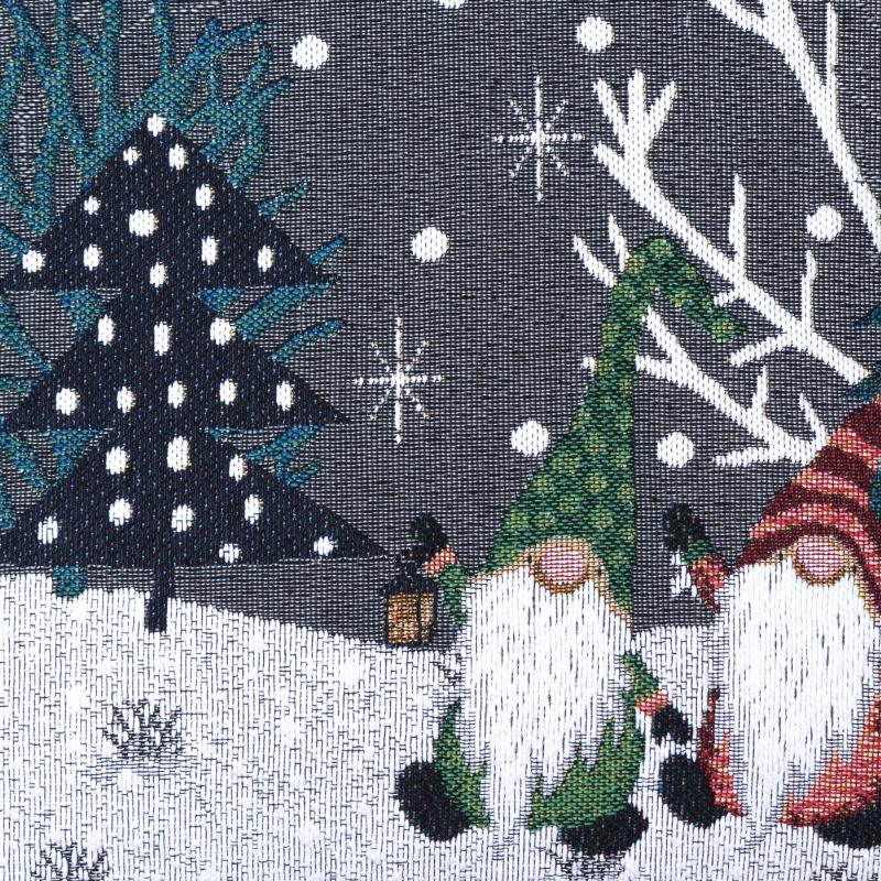 povlak MOTIV elfi duo bílošedá vánoční dekorační povlak na polštářek s elfy, vytkaný vzor je na obou stranách stejný 12602L