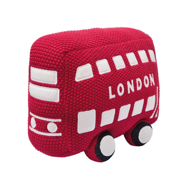 pletený polštář LONDON BUS červená pletený dekorační polštář ve tvaru londýnského autobusu