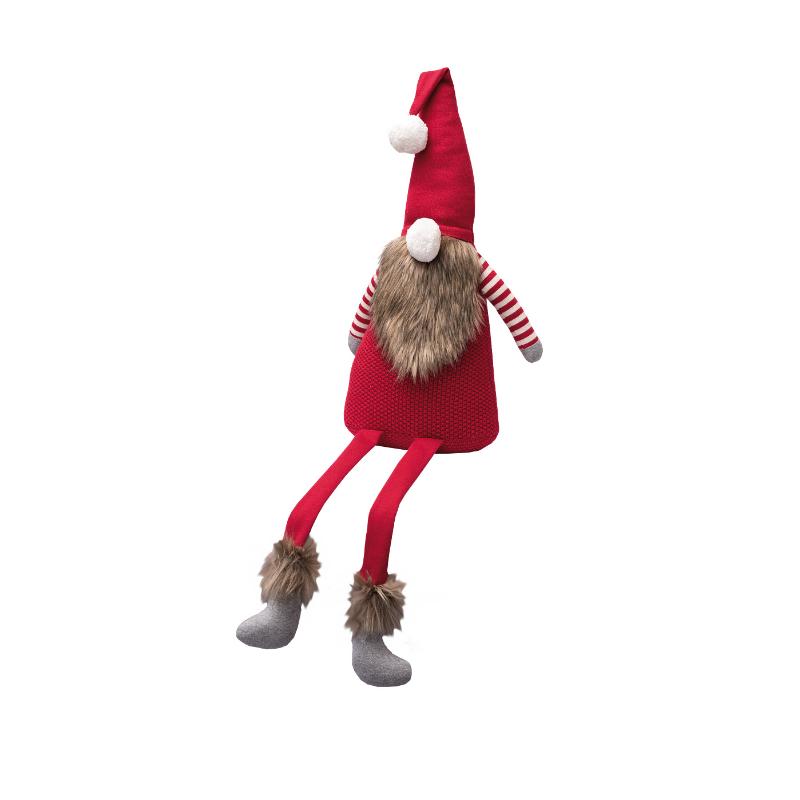pletená dekorace ELF long červená vánoční pletená dekorace - červený elf s hnědými vousy