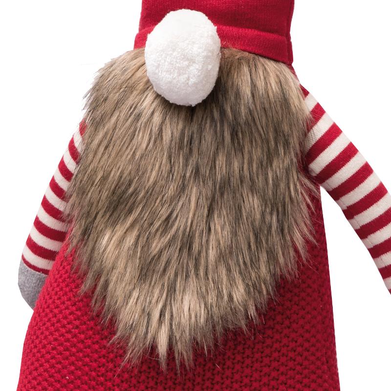 pletená dekorace ELF long červená vánoční pletená dekorace - červený elf s hnědými vousy 12690L
