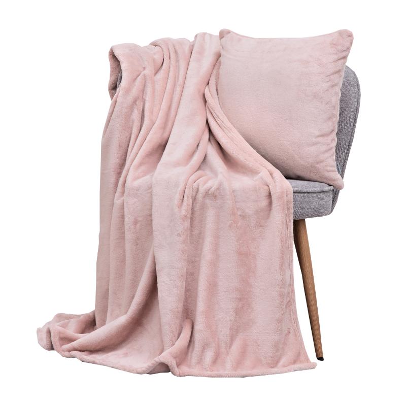pléd DELI světle růžová měkká plyšová deka v růžové barvě