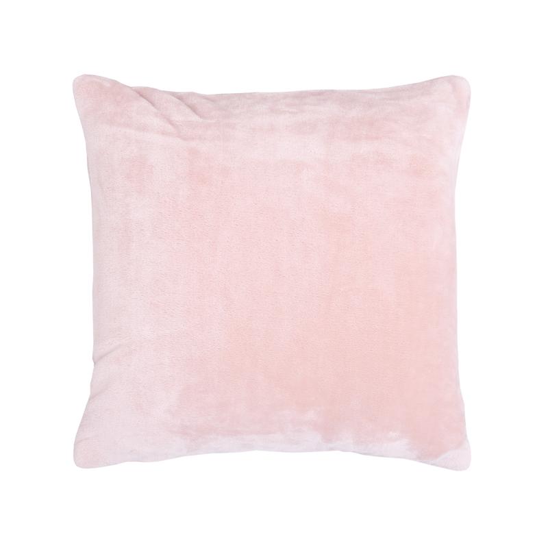 povlak DELI světle růžová jednobarevný plyšový povlak na polštářek v růžové barvě