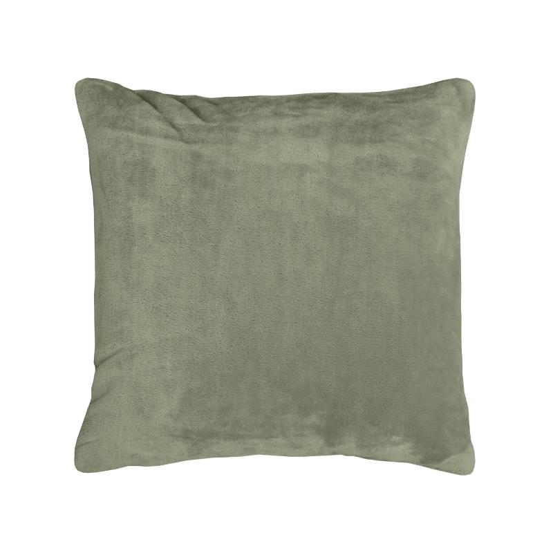 povlak DELI olivová jednobarevný plyšový povlak na polštářek v zelené barvě