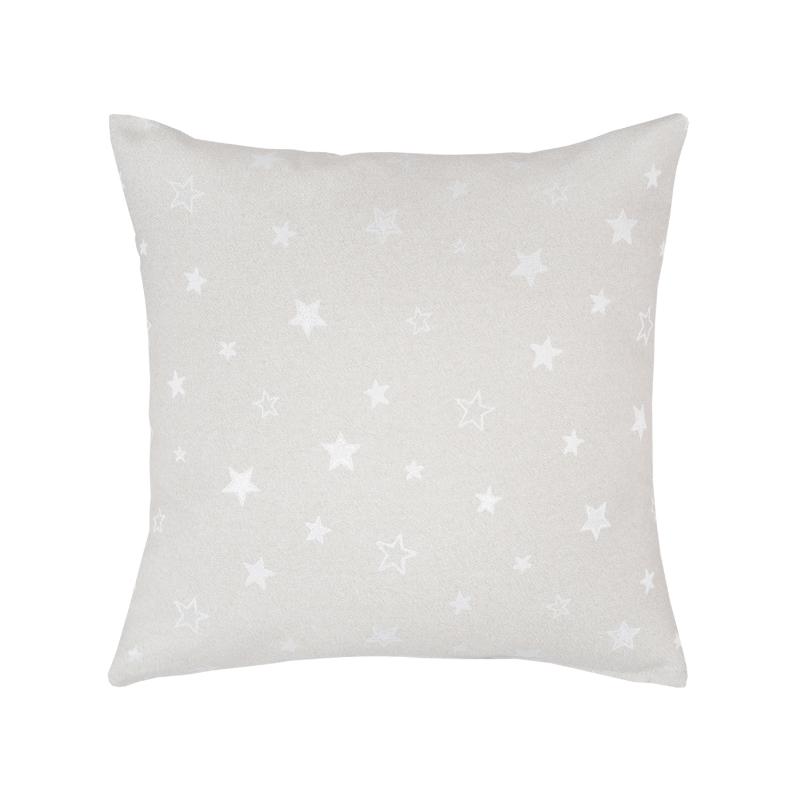 povlak SOFA LUREX hvězdy šedostříbrná šedý dekorační povlak na polštářek s vytkanými hvězdičkami, vzor jen na obou stranách stejný