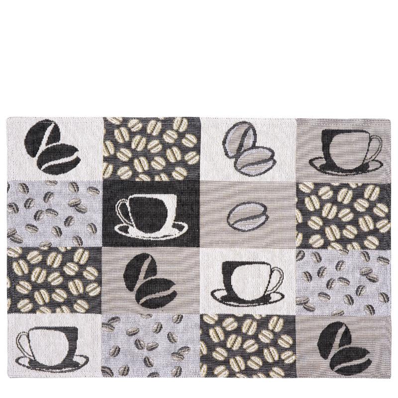 prostírání MOTIV cofee šedá šedé prostírání na stůl s motivem kávy