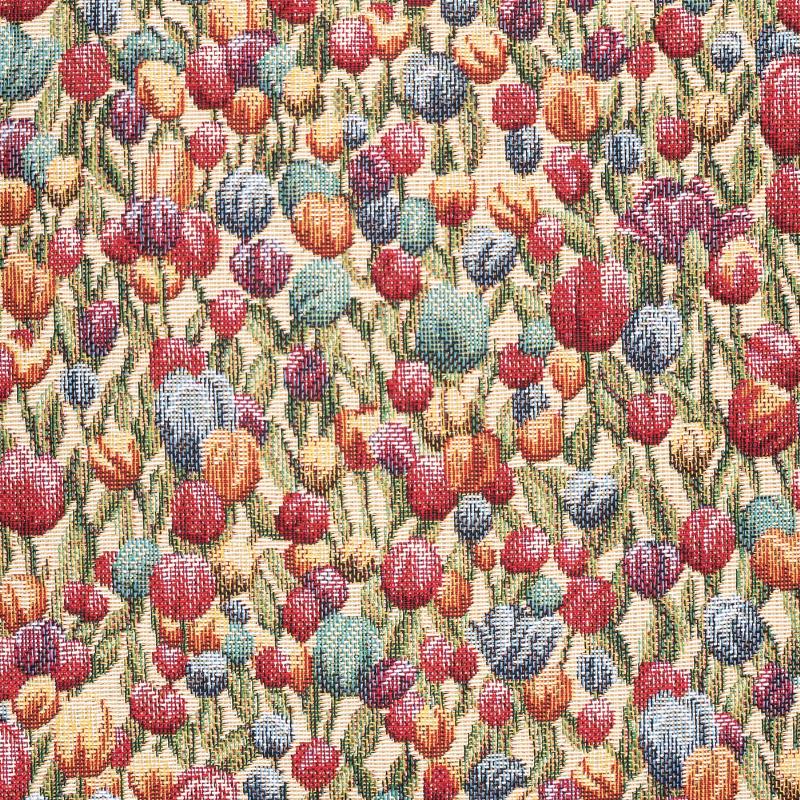 povlak SOFA tulips pestrá pestrý dekorační povlak na polštářek s vytkanými tulipány, vzor je na obou stranách stejný 13952L