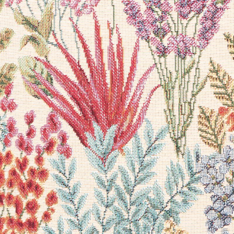 povlak SOFA botanika pestrá dekorační povlak na polštářek s barevnými květy, vytkaný vzor je na obou stranách stejný 14078L