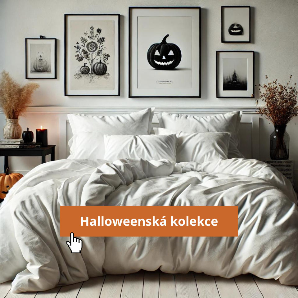 Fotografie podzimní ložnice v halloweenském stylu