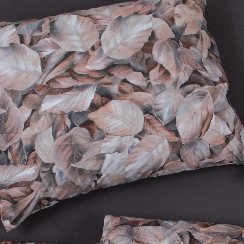 povlečení ART JERSEY leaves šedobéžová nežehlivé bavlněné povlečení s šedobéžovými listy 15677L