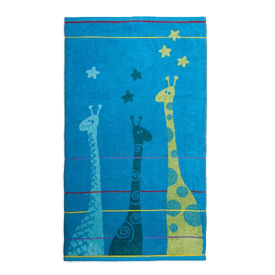 plážová osuška ANIMALS žirafy modrá