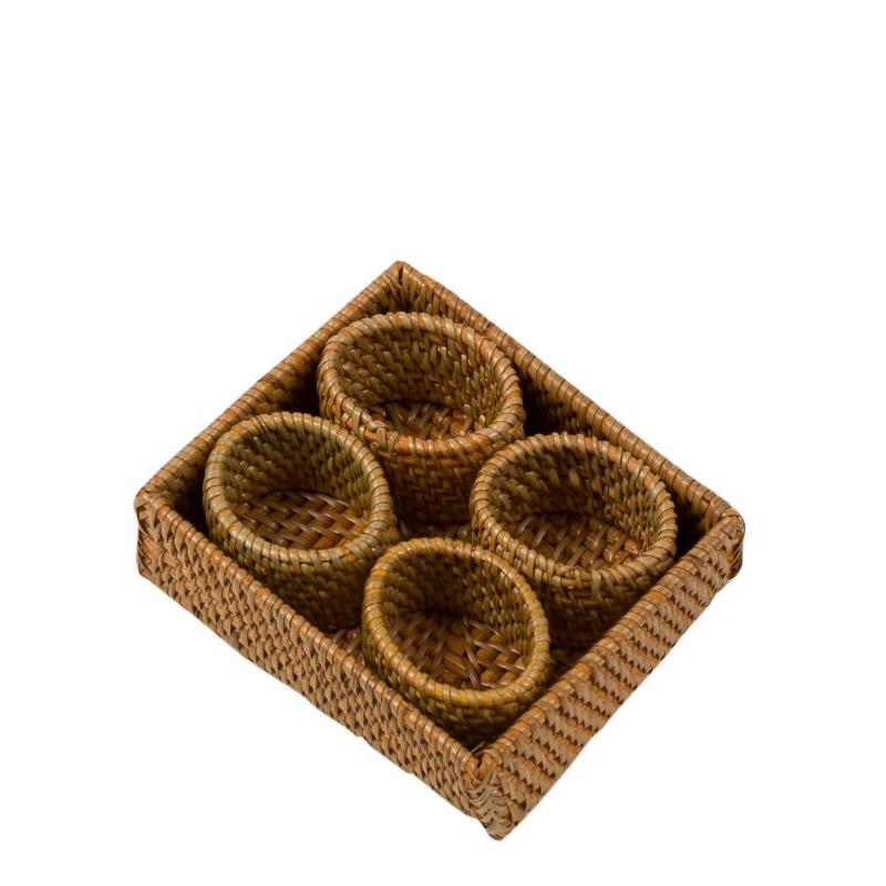 kroužky BALI na prostírání box 4 ks medová součástí sady je medová krabička ze stejného materiálu