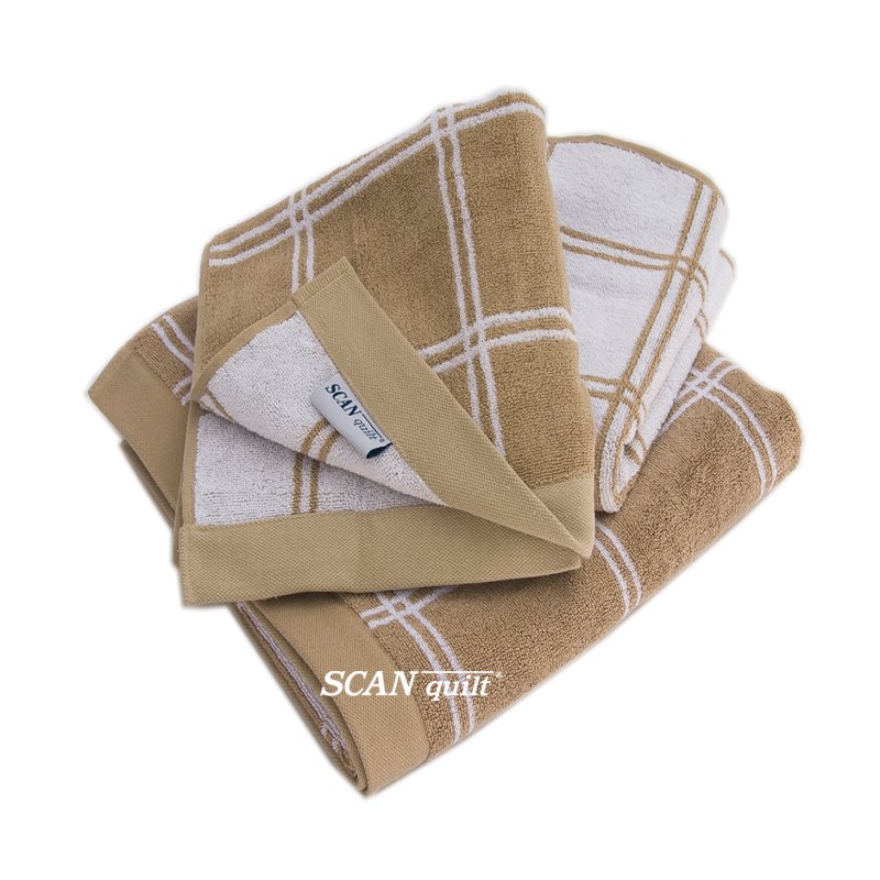 bavlněný ručník BASIC béžovobílá ručník s vytkaným károvaným vzorem, jedna strana béžová, druhá bílá 6452L