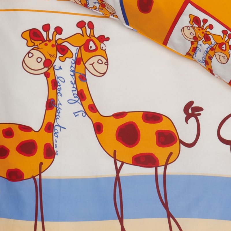 povlečení KLASIK žirafy oranžovomodrá 7289