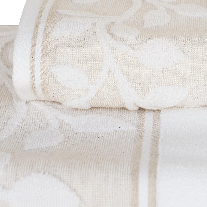 ručník PURA lístečky bílá bílý bavlněný ručník s lístečky 8285L