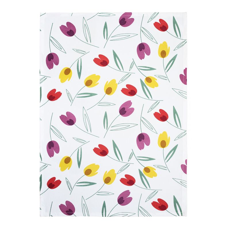 utěrka DEKORO tulipány bílopestrá bavlněná utěrka s tulipány