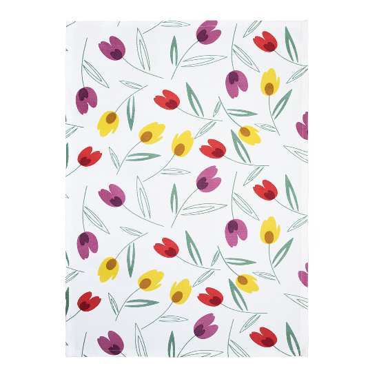 utěrka DEKORO tulipány bílopestrá