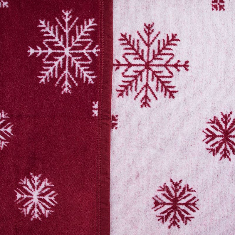 přehoz VELURO snowflakes červená a bílá na každé straně jiná barevnost 9183L