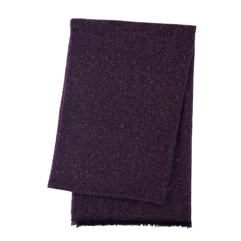 vlněný pléd MILÁNO melange tmavě fialová fialový vlněný pléd, lze ho také nosit jako šál přes ramena