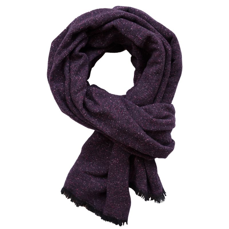 vlněný pléd MILÁNO melange tmavě fialová fialový vlněný pléd, lze ho také nosit jako šál přes ramena 9341L