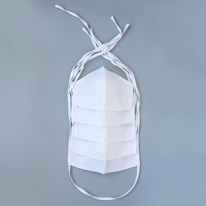rouška KLASIK - balení 5 ks bílá, tvarovaná, stahovací tkanice bílá 9531