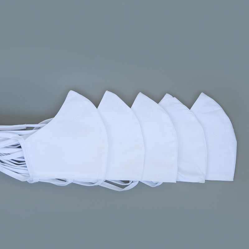 rouška COTTON antibakteriální - balení 5 ks bílá, tvarovaná, 4 tkanice 9557